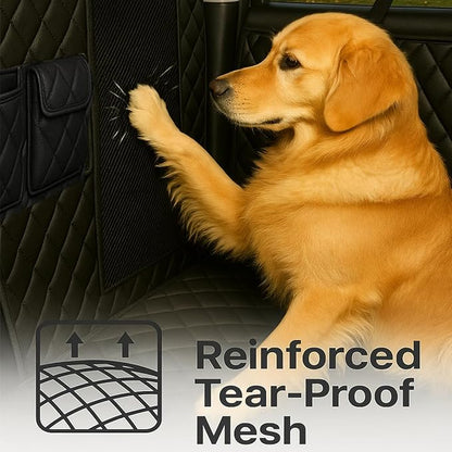 fidozen Dog Car Seat Cover for Back Seat with Visual Mesh Window - 100% Waterproof & Scratchproof 600D Oxford Dog Hammock for Car, Truck, SUV - Non-Slip Pet Seat Cover with Side Flaps, Universal Fit