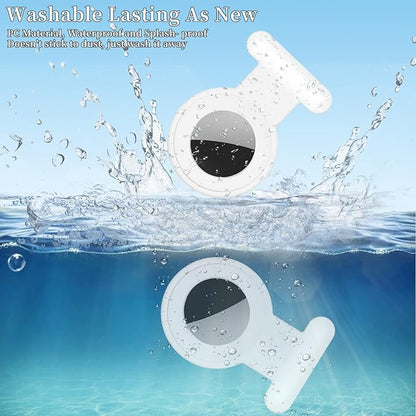 2 Pack Holder Case Compatible for Airtag Tracker, Silicone Hidden GPS Kid Airtag Holder with Invisible Pin, Anti Lost Apple Air Tag Case Cover for Toddlers, Elderly, Pet, Clothing(White and White)