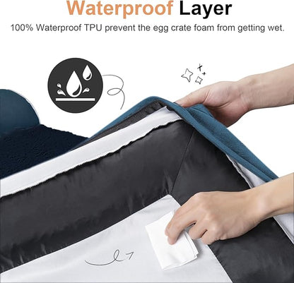 Large Dog Bed Orthopedic Washable: Beds Bolster XL Bed Large Big Dogs Egg Crate Foam Couch Sofa Waterproof with Removable Cover - Navy Blue