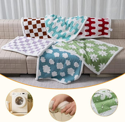Waterproof Pet Blanket Green Stylish Jacquard Big Blankets for Dog Bed Couch Sharpa Fleece Mat Covers Puppy Cats Sofa Furniture Protection Washable Reversible Cover(Green Flower,XXL)