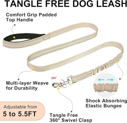 BEAUTYZOO Dog Harness for Small Dogs, No Pull Dog Harness and Leash Set, Soft Escape Proof Puppy Vest Harness with Handle, Reflective Lightweight Step in Harness for Girl Boy Dogs, Beige L