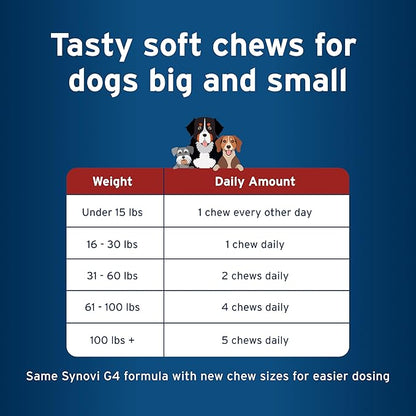 Pet Protect Dog Hip & Joint+ Supplement for Active & Aging Dogs, Vet-Formulated Synovi G4, Dog Glucosamine, Chicken-Flavored Soft Chews (60 Count)