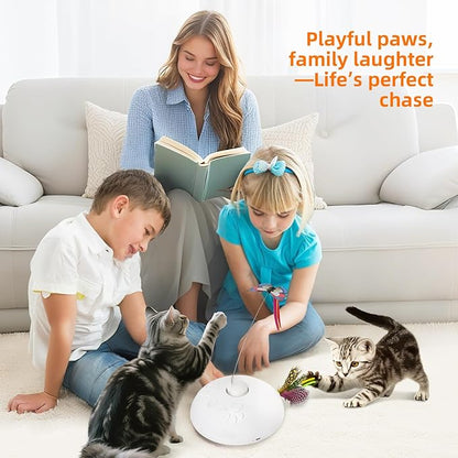 Cat Toy 3in1 Automatic Interactive Wand Toy for Indoor Cats,Moving Butterfly&Glowing Feathers Speedy Tail,Rechargeable Cat Enrichment Toys for Kittens