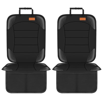 Siivton Car Seat Protector for Child Seat Cushion for Leather and Fabric Seats, 2 Mesh Pockets, Non-Slip Backing, Carseat Protectors for Vehicles, Baby, Pets (2 Pack)
