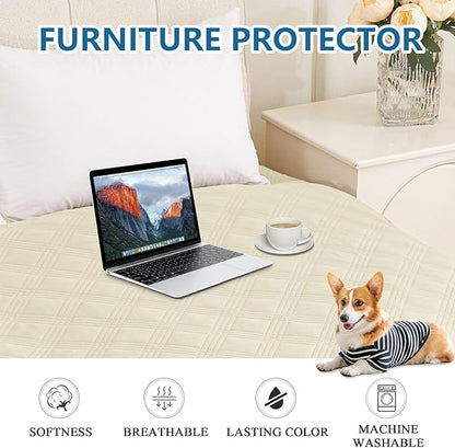 hyha Waterproof Dog Blanket, Reversible Pet Bed Blanket, Soft Sofa Couch Cover for Dogs Washable, Waterproof Pet Couch Covers for Sofa Puppy Cats Furniture Protector(40"x70", Beige/Beige)