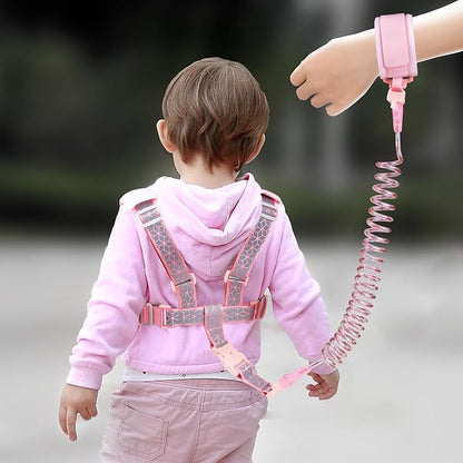 Toddler Leash Harness Backpack 4-in-1, Anti Lost Wrist Link & Safety Strap for Kids Boys Girls, Reflective Adjustable Baby Walking Belt for Park Zoo Travel, Child Cute Reins (Pink)