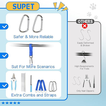 Supet Dog Grooming Hammock Harness for Dogs Cats, Relaxation Pet Nail Clipper Hammock, Restraint Dog & Small Animal Leashes Sling for Groomingk for Nail Trimming (Blue, 2XS)
