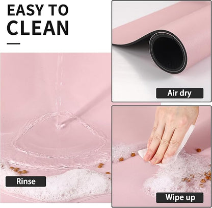 HotLive Dog Food Mat - Absorbent Cat Mat for Food and Water, No Stains Pet Feeding Bowl Mat, Easy to Clean Pet Placemats, Quick Dry Dog Water Dispenser Mat for Messy Drinkers | Paw Pink 12"x 19"
