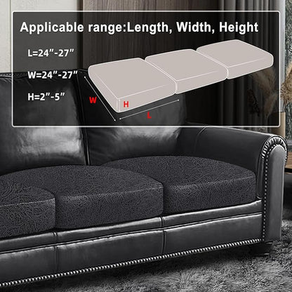 ANARACHON Leather Look Couch Cushion Covers Sofa Seat Slipcovers Sets Couches Furniture Protector for Sectional Armchair Loveseat Pets Kids Stretch Spandex Fabric (3 Cushion Sofa, Dark Grey)