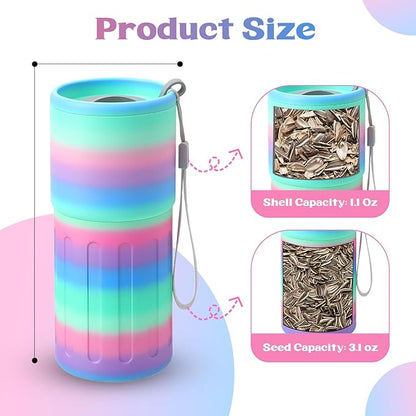 Portable Sunflower Seed Cup with Shell Storage, 3D Printed Pistachios Nut Snack Bowl Containers for Outdoor/in Car/Travel/Sports Games, Seed Lovers Gift - Colored