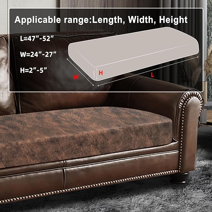ANARACHON Leather Look Couch Cushion Covers Sofa Seat Slipcovers Sets Couches Furniture Protector for Sectional Armchair Loveseat Pets Kids Stretch Spandex Fabric (1 Cushion Loveseat, Dark Brown)