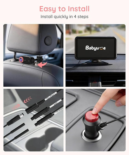 LUCKVIEW BM2 PRO Dual Baby Car Camera, 5.2" 1080P HD Display for Rear-Facing Car Seats, IR Night Vision, Anti-Shake Mount, Easy Install – Ideal for Parents with 2 Kids and Pets