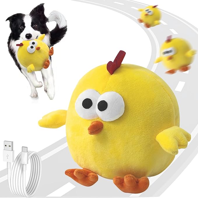 Interactive Dog Toys, Puppy Toys to Keep Them Busy, Rechargeable Squeaky Dog Toys, Bouncing Plush Chew Toy for Small Dogs for Boredom, Automatic Self Play Moving Music Toy