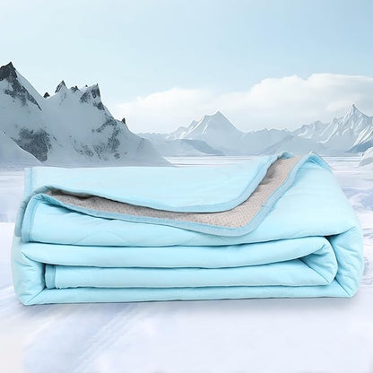 Cooling Blanket for Dogs - Q-MAX>0.4, Lightweight Pet Throw Blanket Furniture Protector, Breathable Fill and Soft Washable Cooling Mat for Summer, Light Blue, 50x60