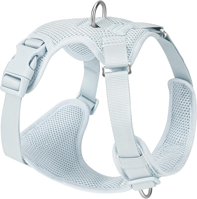 No Pull Dog Harness for Small Medium Large Dogs - Adjustable 2 Layer Mesh Dog Vest with Dual Clip, Escape Proof, Quick Release, Lightweight Breathable Mesh for Walking Hiking (Light Blue,XL)
