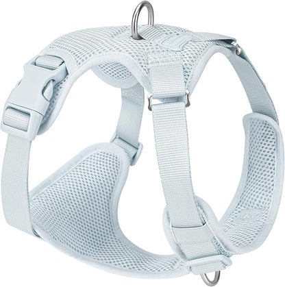No Pull Dog Harness for Small Medium Large Dogs - Adjustable 2 Layer Mesh Dog Vest with Dual Clip, Escape Proof, Quick Release, Lightweight Breathable Mesh for Walking Hiking (Light Blue,XL)
