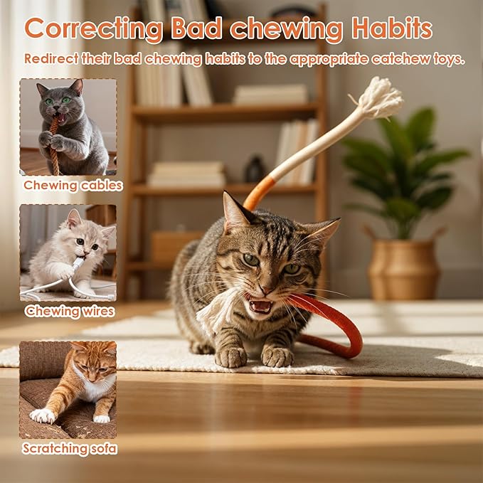 6 Pcs Cat Toys Chew Ropes, Cat Chew Toy for Teeth Cleaning, Safe Teeth Cleaning Toy for Indoor Kittens, Interactive Kitten Teething Toys to Transfer Chewing from Wires for All Breeds