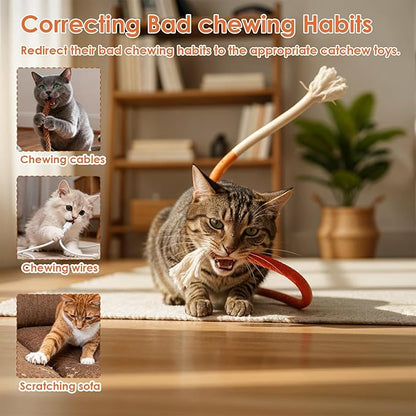 6 Pcs Cat Toys Chew Ropes, Cat Chew Toy for Teeth Cleaning, Safe Teeth Cleaning Toy for Indoor Kittens, Interactive Kitten Teething Toys to Transfer Chewing from Wires for All Breeds