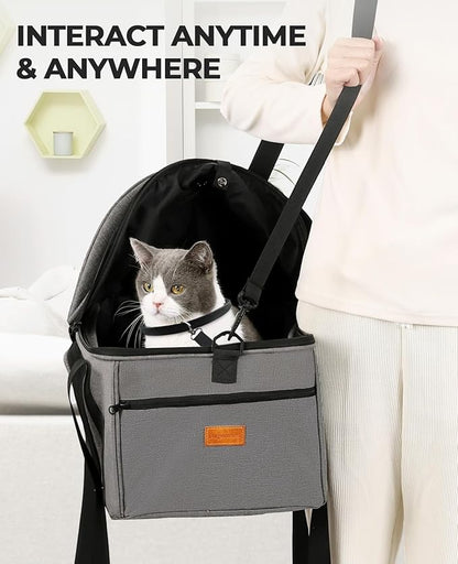 BurgeonNest Top-Expandable Large Cat Carrier, Soft Sided Cat Bag Carrier for Medium Large Pet Up to 15 lbs, Upgraded Small Dog Car Seat, Puppy Travel Bag with Semi-Open Canopy