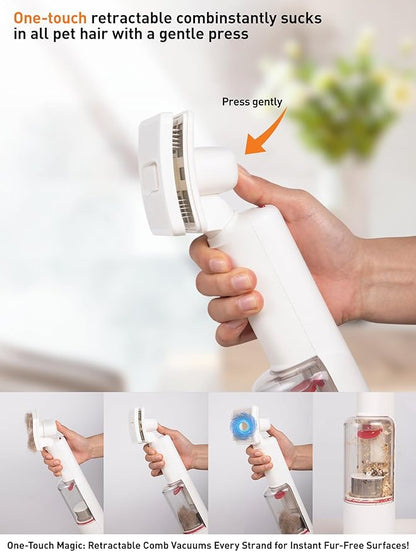 Dog Vacuum for Shedding Grooming, Pet Grooming Vacuum for Dogs, Cat Grooming Supplies, Vacuum Pet Hair Remover Tool with Slicker Deshedding Dog Brush for Shedding Dematting Comb Kit