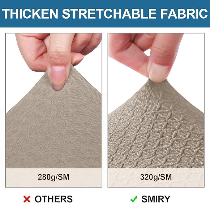 Smiry Waterproof Seat Covers for Dining Room Chairs Set of 10, Stretch Jacquard Removable Washable Chair Seat Slipcovers Protector, No Rear Covers, Taupe