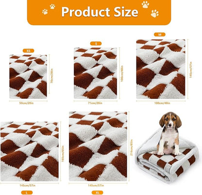 Waterproof Pet Blanket,Checked Jacquard Pets Throw Dog Blankets Dog Bed Covers Couch Sofa Stylish for Puppy Cats Washable Reversible Furniture Protection Covers (Coffee Check,S)