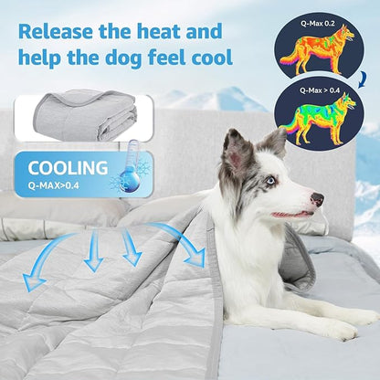 Dog Cooling Blanket, 0.4 Q-MAX Cooling Blanket For Large Dogs Washable, Cool To Touch Dog Blankets For Bed Cover, Soft Lightweight Cooling Dog Blanket Help Your Pet Sleep Well In Summer (43"×55"/Grey)