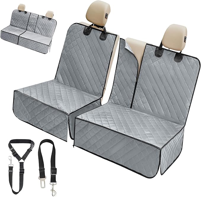 IVY&LANE Dog Car Seat Cover for Back Seat,Conversible 2-in-1 Waterproof Front Seat Cover,Heavy-Duty & Scratchproof Car Seat Protector Cover for SUVs,Trucks and Sedans(Large,Grey)