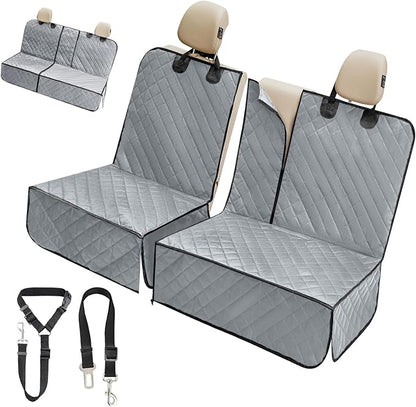 IVY&LANE Dog Car Seat Cover for Back Seat,Conversible 2-in-1 Waterproof Front Seat Cover,Heavy-Duty & Scratchproof Car Seat Protector Cover for SUVs,Trucks and Sedans(Large,Grey)