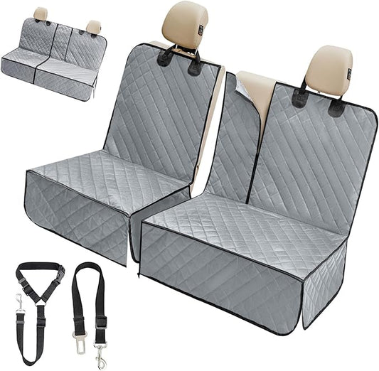 IVY&LANE Dog Car Seat Cover for Back Seat,Conversible 2-in-1 Waterproof Front Seat Cover,Heavy-Duty & Scratchproof Car Seat Protector Cover for SUVs,Trucks and Sedans(Large,Grey)