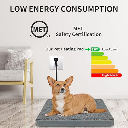 Heated Pet Beds for Indoor/Outdoor Cat & Dog Orthopedic Foam Warming Cat Beds Auto Temperature Control, Washable Cover with Waterproof Liner Thermo Kitty Electric Heating Bed