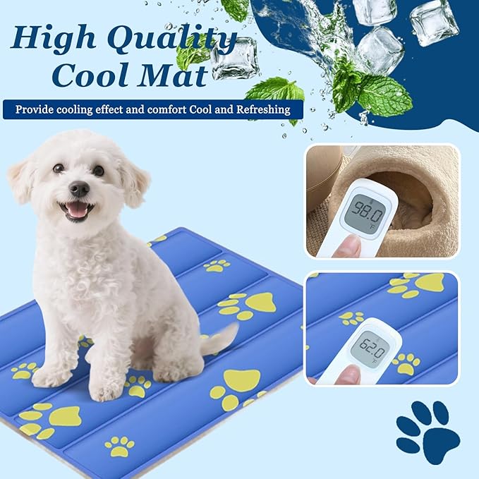 Cooling Mat for Dogs - 2025 Upgraded 23.6"x17.7" Washable Pet Cooling Pad, Non-Slip Kennel Bed for Summer, Portable Ice Mat for Dogs/Cats