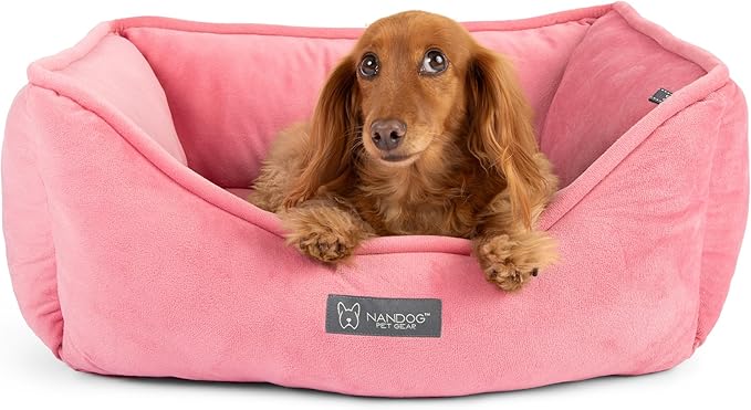 NANDOG Reversible Dog Bed from The Signature Collection– Luxury Cloud-Soft Pet Bed for Small to Medium Dogs & Cats, Premium Pet Gear, Reversible Design, Plush Comfort, Modern Style - Pink