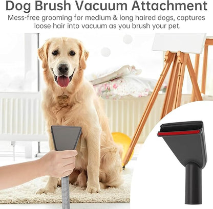 Vacuum Brush Hand Pick Flat Head Set, Dog Brush Vacuum Attachment with Vacuum Hose Adapter, Handheld Vacuum Cleaner Tools, Pet Hair Groom Tool, Fit for Shark/Miele/Philip Vacuum Cleaners
