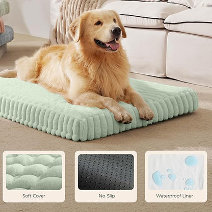 Orthopedic Dog Bed for Large Dog, Waterproof Pet Bed,Non-Slip Bottom and Egg-Crate Foam with Removable Washable Cover Crate Bed,Green,36"x27"x3"