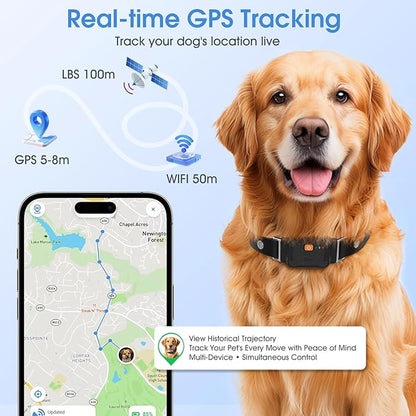 GPS Pet Tracker for Dogs and Cats - 12 Months Free Membership, Real-Time Tracking, Health Monitoring, Historical Route Recording, Virtual Geofence, IP67 Waterproof, 14-Day Battery Life