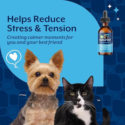 NaturVet Quiet Moments Calming Drops for Cats & Dogs – Helps Reduce Pet Stress, Promotes Relaxation – Dog Supplement, Cat Supplement Includes L-Tryptophan, Ginger, Chamomile – 2 Oz.