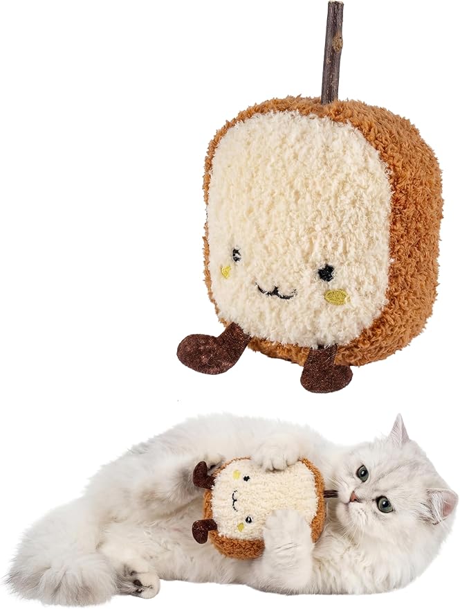 Durable and lnteractive Cat Teething Stick Toys: Chewing Stick, Grinding Teeth Rod, and chewable Cat Doll for Your Pet's Entertainment (Bread Yellow)