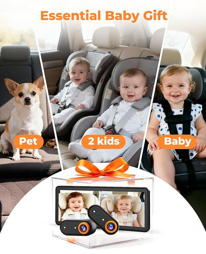 LUCKVIEW BM5PRO 7.2" 1080P HD Baby Car Camera for 2 Kids, Split Screen with IR Night Vision, Easy to Install & Adjust Brightness, Dual Car Camera Baby Monitor for Rear Seat Safety