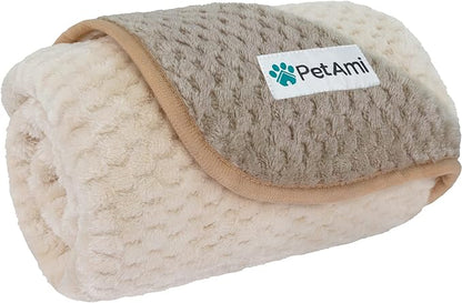 PetAmi Waterproof Dog Blanket, Leakproof Puppy Blanket for Small Medium Dog, Furniture Sofa Couch Cover Protector, Fleece Pet Throw Indoor Cat Kitten, Reversible Washable Soft Plush, 24x32 Taupe Beige