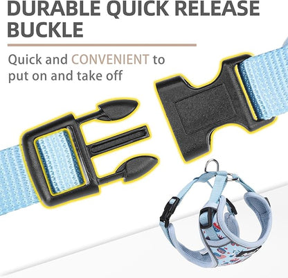 PUPTECK Small Dog Harness and Leash Set, No Pull Adjustable Puppy Cat Harness, Reflective Soft Mesh Pet Vest Small Sized, American Style, M