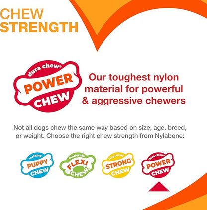 Nylabone Textured Bone Power Chew Toy for Dogs, Durable & Tough Dog Toys for Aggressive Chewers, Beef Jerky Flavor, Large Dogs - Up to 50 lbs, 1 Count