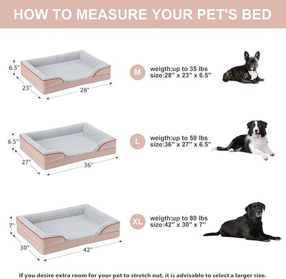 LEXTRO Orthopedic Dog Bed for Large Dogs, Egg Crate Foam Bed for Large Dogs, Equipped with Removable Waterproof Pillow Cover and Anti-Slip Bottom, Pet Bed