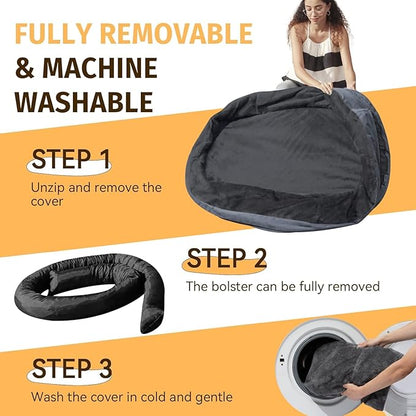 Orthopedic Dog Bed for Extra Large Dogs, XL Waterproof Dog Bed with Bolsters, Supportive Egg Crate Foam Pet Couch Bed with Removable Washable Cover & Non-Slip Bottom, Dark Grey