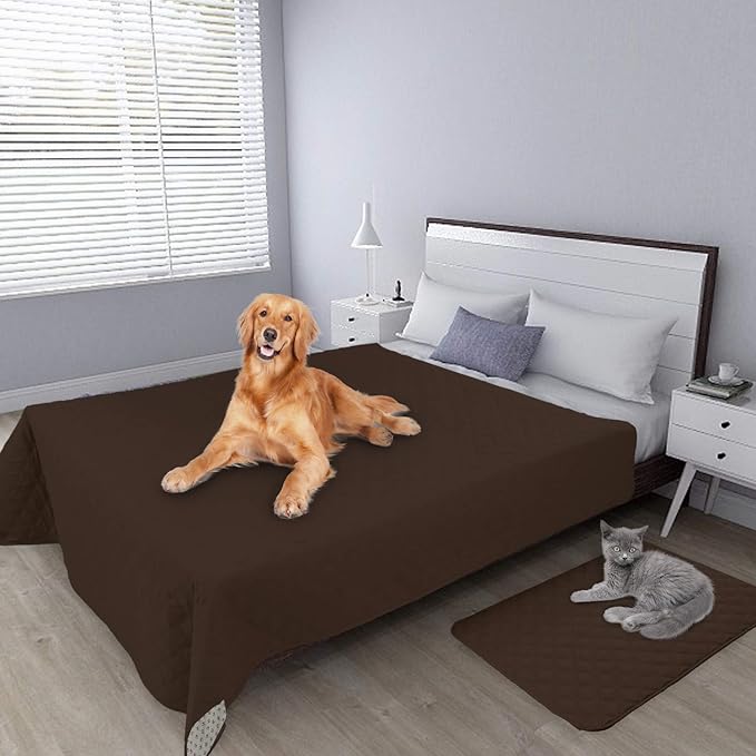 Easy-Going 100% Waterproof Dog Bed Cover, Non-Slip Pet Blanket for Furniture, Washable Couch Cover, Repleasement Sofa Cover (120X82 in,Coffee)