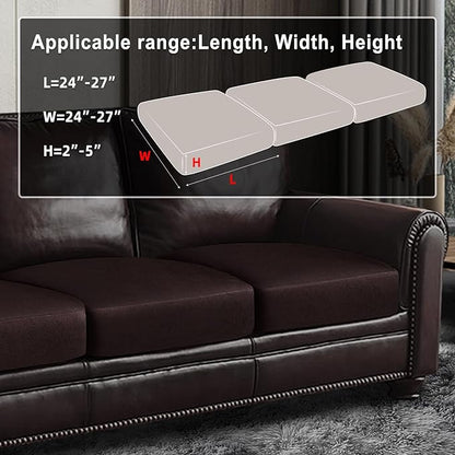 ANARACHON Leather Look Couch Cushion Covers Sofa Seat Slipcovers Sets Couches Furniture Protector for Sectional Armchair Loveseat Pets Kids Stretch Spandex Fabric (3 Cushion Sofa, Chocolate)