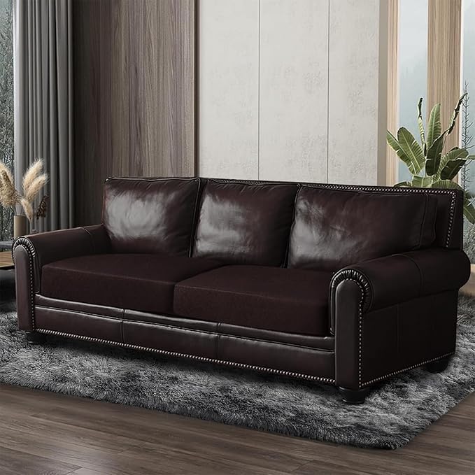 ANARACHON Leather Look Couch Cushion Covers Sofa Seat Slipcovers Sets Couches Furniture Protector for Sectional Armchair Loveseat Pets Kids Stretch Spandex Fabric (2 Cushion Sofa, Chocolate)