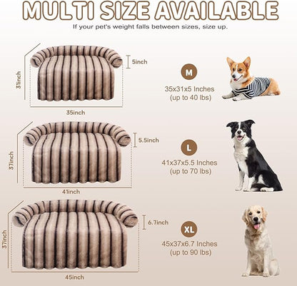 WATANIYA PET Medium Dog Couch Bed, Fluffy Washable Couch Protector for Dogs with Removable Cover, Non-Slip Dog Sofa Bed, 35x31 Inch, Brown