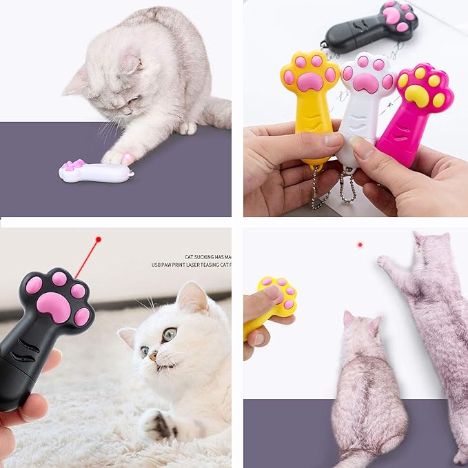 Interactive Cat Toy for Indoor Catch Exercise - Pet Dog Funny Kitten Wand for Chasing and Playing (White)