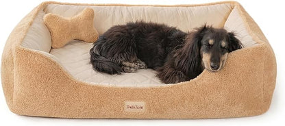 Cooling Orthopedic Dog Bed Medium Size Dogs - Memory Foam for Joint Pain & Arthritis, Comfort Pet Bed w/Washable Removable Cover & Waterproof Liner, Dog Couch w/Raised Bolster & Non-Slip Base